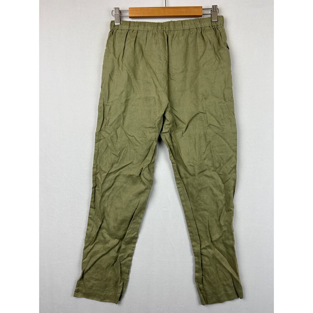 Quince Linen Elastic Waist Pull On Pants Olive Green Women's Size S - Picture 5 of 9